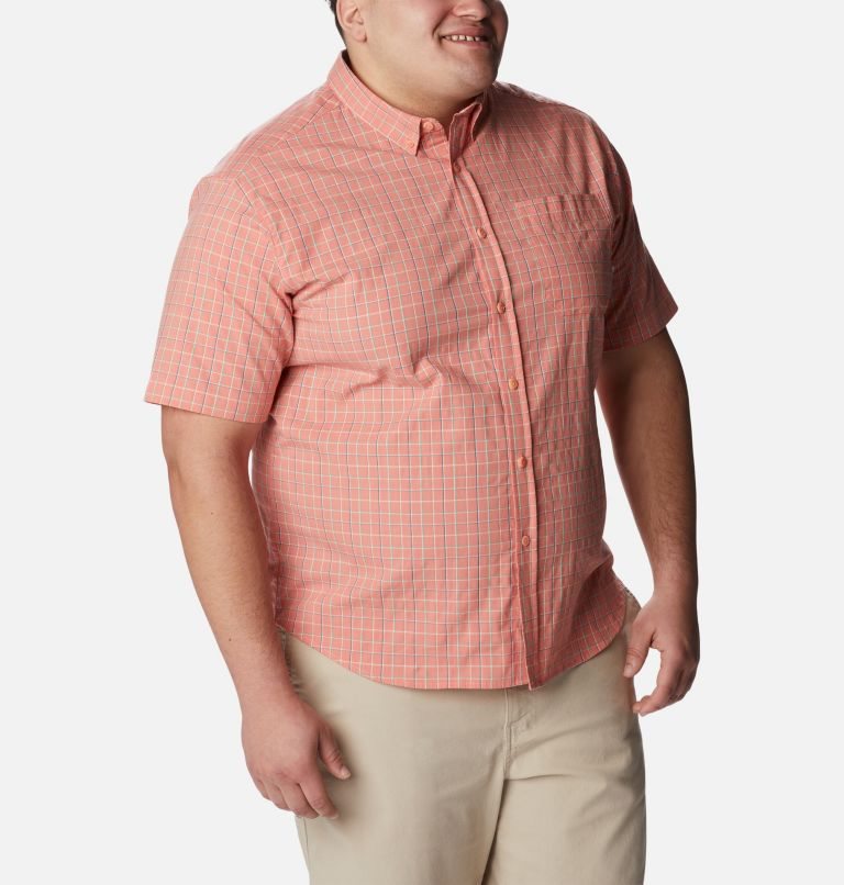 Men's Columbia Rapid Rivers II Short Sleeve Shirts Coral | Plus Size CA-ZCL53